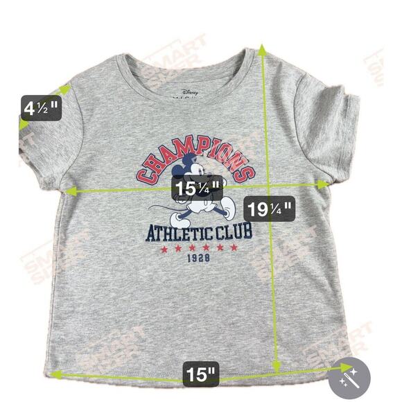 Disney Mickey Mouse T Shirt Womens Size S Gray Champions Graphic Cropped New - Picture 8 of 8